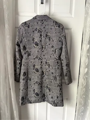 Calvin Klein double-breasted long blazer trench jacket floral print women sz 4 p thumbnail 10