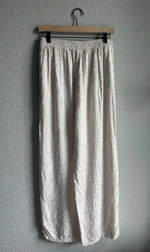 Venti6 Cream Jacquard Animal Print Wide Leg Flowy Pants thumbnail 3