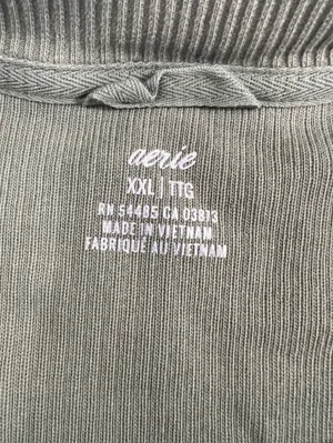 Aerie New Love Corded Cropped Crew Sweatshirt - olive green thumbnail 2