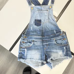 GUESS Jeans Denim Shortalls / Overalls Shorts | Distressed Raw Hem Vintage Vibe | Size S 💙 thumbnail 7