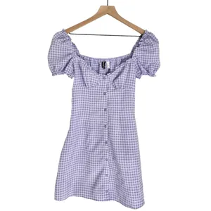 H&M Divided Gingham A Line Square Neck Ruffle Mini Dress Purple Size XS thumbnail 2