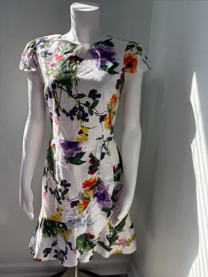 Alice + Olivia White Floral Kirby Mini Dress Size 6 thumbnail 6