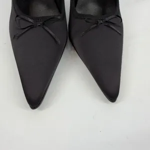 Sugar Thrillz‎ Black Satin Pointed Toe Mary Jane Stiletto Heels Size 9M thumbnail 2