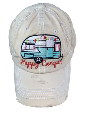 Happy Camper Embroidered Baseball Hat‎ RV Trailer Glamping Cap KBETHOS thumbnail 1