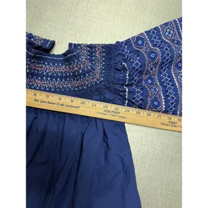 Parker Shirt‎ Off-Shoulder Top Multicolor Smocking XS ($265 Retail!) Navy Blue thumbnail 9