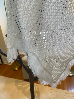 White poncho with matching fringe one size thumbnail 6