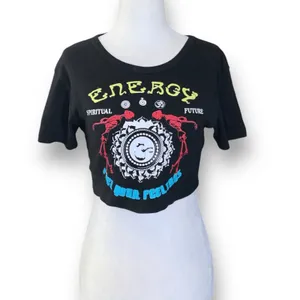 Urban Outfitters ENERGY Graphic Crop‎ Top Black Spiritual Skeleton Tee Boho thumbnail 9