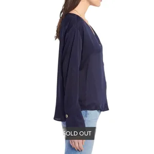 SOMETHING NAVY Pretty Button Through Top - Navy Blue - XS thumbnail 6