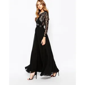 Fame and Partners Geo Heartline Lace Panel Long Sleeve Maxi Dress Black Size 2 thumbnail 4