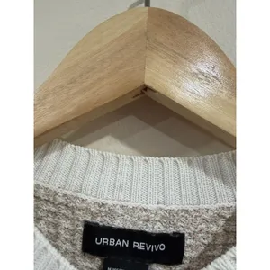 Urban Revivo Prep Short Sleeve Pearl Button Cardigan Sweater Beige White Medium thumbnail 8