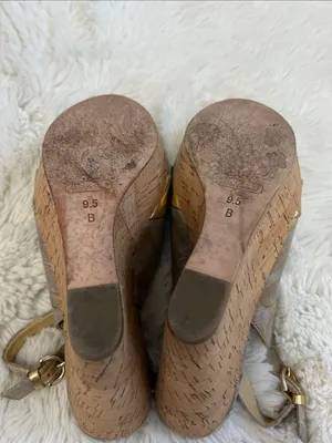 Coach Jessy Gold Metallic Canvas Logo Wedge Heeled Sandals thumbnail 6