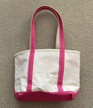 NEW L.L. Bean Boat and Tote Medium Shoulder Bag Long Handles Peony Pink NWOT thumbnail 4