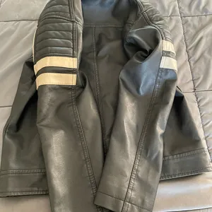 DISTORTION Black Leather Jacket — Small thumbnail 12