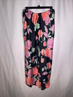 Free People Womens Romance In Rome Black Pink Slip Maxi Skirt Lace Small thumbnail 7