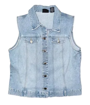 Vintage 90s Denim Vest Bikercore Y2K Distressed Festival Grunge Indie Sleaze thumbnail 1