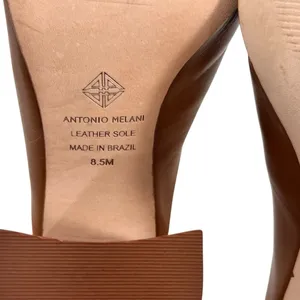 Antonio Melani Romann Brown Leather Square Toe Chunky Block Heel Mules thumbnail 6