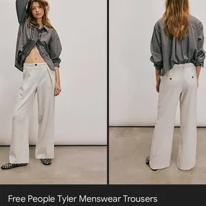 Free People Tyler Menswear Trousers - cream size small thumbnail 2