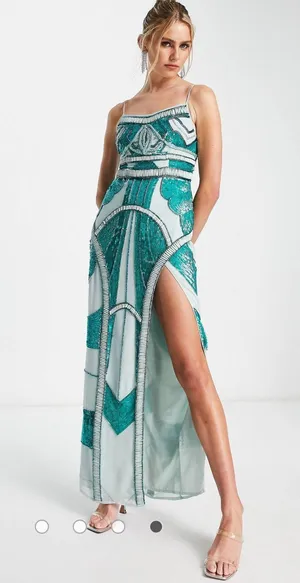 ASOS Blue Beaded Dress thumbnail 1