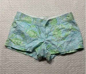 Lilly Pulitzer The Walsh Short Blue Green Tropical Print Size 6 Summer Preppy thumbnail 1