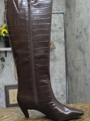 NWT INC International Concepts Knee High Boots Kitten Heel Brown Croc 6M thumbnail 9