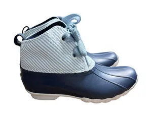Sperry x Talbots Blue Nautical Seersucker Duck Boots Waterproof Rain Boots 5.5 thumbnail 1