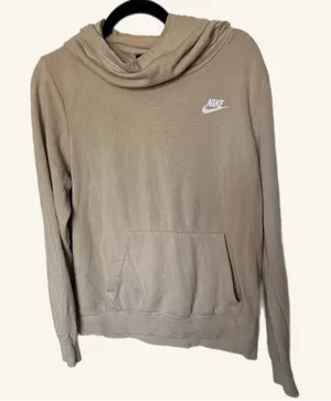 Nike‎ Women's Tan Cropped Hoodie Sweater size medium thumbnail 1