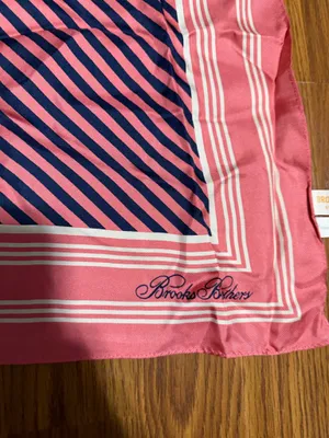 Brooks Brothers Silk Pink & Blue Striped Scarf thumbnail 2