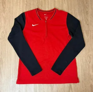 Nike Dri-FIT quarter-zip pullover in red and black. Size S thumbnail 1