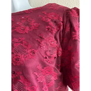 Praise‎ Hymn 90s Vintage 2pc Dress Set M Burgundy Lace Sequin Formal Choir Gown thumbnail 10