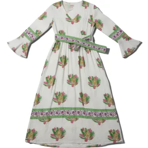 Brisara Elara Dress Womens S Tiger Floral Block Print White Maxi NEW thumbnail 1