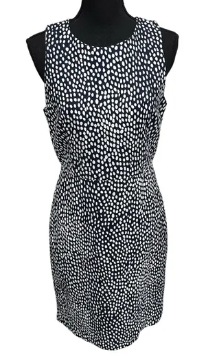 J. Crew Women's Size 8 Polka Dot Dress Black‎ & White Sleeveless Minimalist thumbnail 1