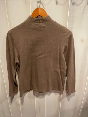 Cute 90s clssic nutmeg brown cotton stretch mock neck top normcore basics thumbnail 6