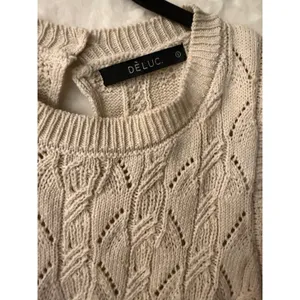 Deluc Cream Cable Knit Ruffle Sleeveless Sweater‎ Top Vest Beige Small 9297D thumbnail 6