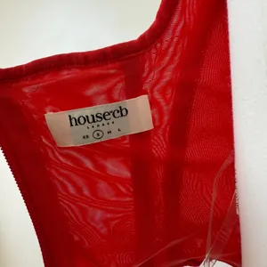 House of CB 'Edetta' Scarlet Mesh Corset Vibrant Red Top thumbnail 6
