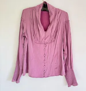 SCARLET DARKNESS Women Renaissance Retro Shirt Lantern Sleeves Top Size L Purple thumbnail 10