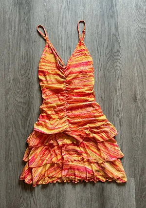 Wild Fable Ruffle Multicolored Halter Mini Dress Size S thumbnail 1