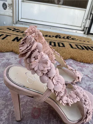 Jessica Simpson Blush Floral Appliqué Slingback Heels thumbnail 2