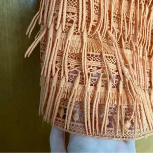 Anthropologie Let Me Be Fringed Tube Mini Dress in Orange Size Medium thumbnail 4