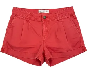 Abercrombie & Fitch Red Pleated Cuffed Chino Shorts Womens‎ 2 W26 thumbnail 1