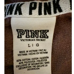 PINK Victoria’s Secret Beige Neon Stripes Raw Hem Cropped Hoodie Sweatshirt L thumbnail 2