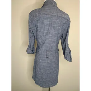fei Chambray Denim Shirt Long Tunic Sz Large Preppy Casual Western thumbnail 2