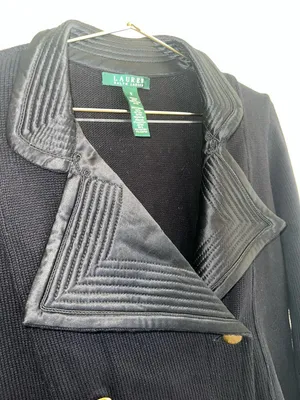 Lauren Ralph Lauren Black Military Knit Jacket Gold Crest Buttons Small‎ thumbnail 6