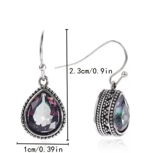 Antique Silver Crystal Droplet Earrings thumbnail 4
