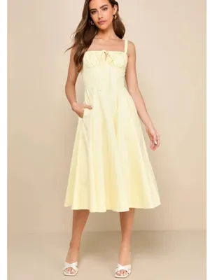 LULU's Sexy Casual Summer Bustier Brunch Beach Summer Retro Vibes Midi Dress thumbnail 4