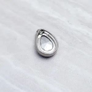 Vintage Pendant Clear Teardrop Shape Gem Set In Silver Tone thumbnail 5