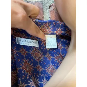Liz Claiborne Vintage 70s Style Boho Paisley Blouse Earthy Dark Academia Rayon Size 10 thumbnail 9