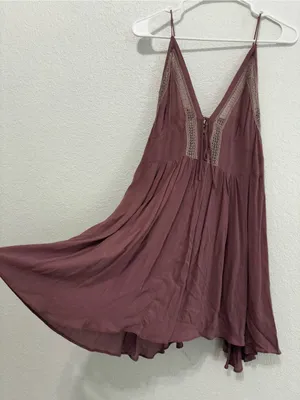 Free People Dusty Rose Lace-Trim Mini Dress thumbnail 3