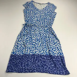 Boden Amelie Jersey Cap Sleeve Belted Dress Soft Stretch Blues White Size 10 thumbnail 11