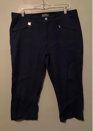 L-RL Ralph Lauren Active Navy Blue Cropped Capri Pants Size 10 thumbnail 1