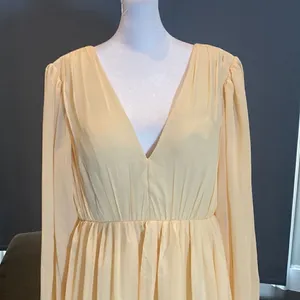 Women’s Full Length Chiffon V-Neck Zip Up Back Formal Dress Leg Split Size 14 thumbnail 3